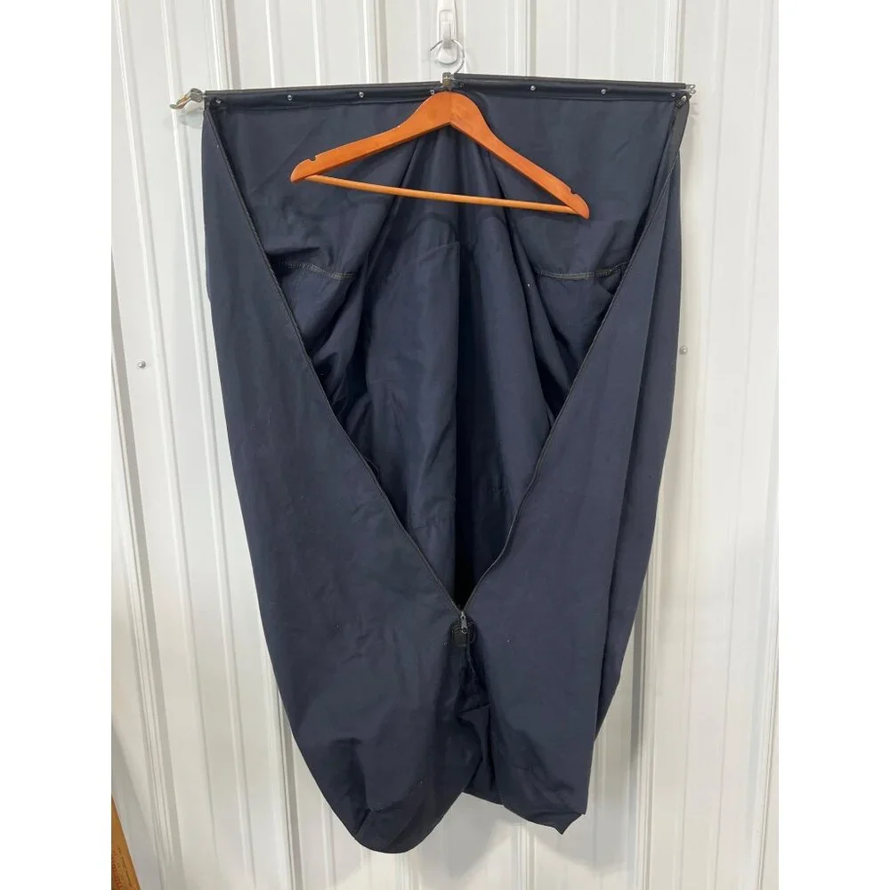 Full Zip Garment Storage Bag Metal Frame Navy Blue Travel Clothes Storage